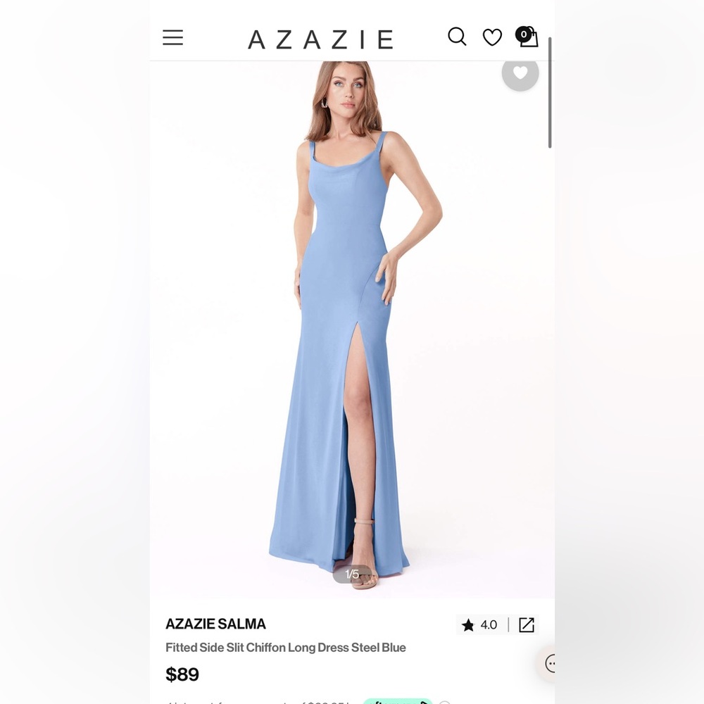 Azazie Salma Bridesmaid Dress - Steel Blue